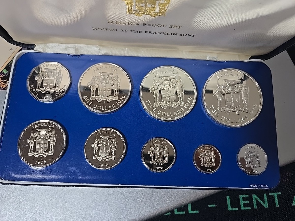 1976 Jamaica 9-Piece Proof Set w/ Case + COA Franklin Mint 1.8772