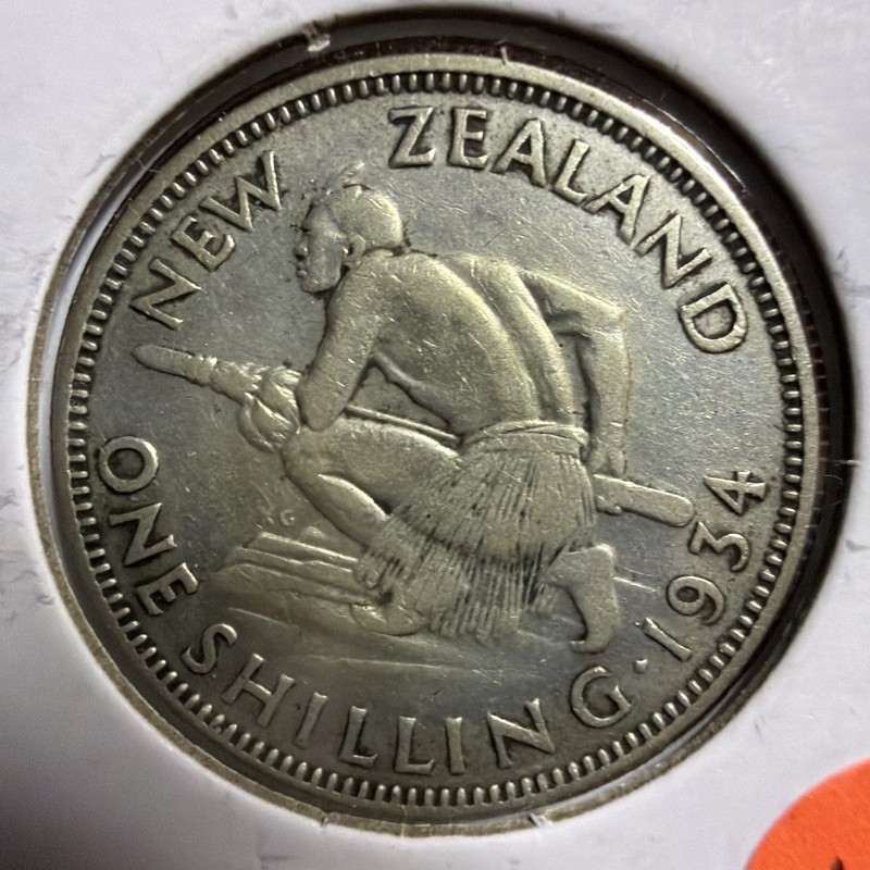 NEW ZEALAND. SILVER 1 SHILLING, 1934. KING GEORGE V. Z426
