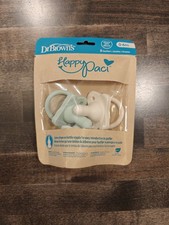 Dr Brown's Happy Paci 0-6m Pack of 3 Silicone Pacifiers Baby White Gray Green