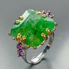 Gemstone 23 ct+ Natural Green Beryl Ring 925 Sterling Silver Size 8.5 /R482710