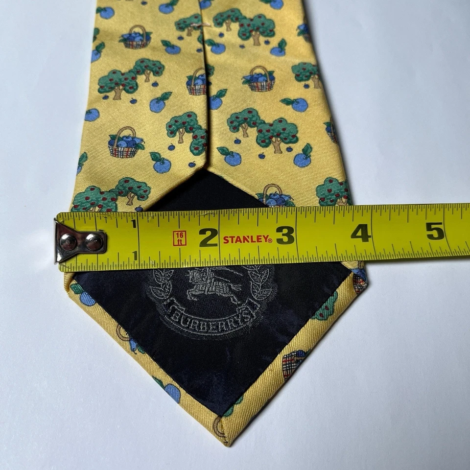 Corbata Burberry Estampado Arándano Seda Única Divertida Diseñador Amarilla Italia De Colección Foto 2 de 4