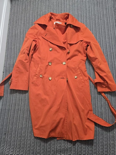 Trench cappotto donna Michael Kors foderato asimmetrico con cintura arancione tg small