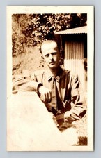 Vintage 1940s Sepia Military Man Portrait Photo 4.5x2.75 Inches