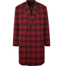 Balenciaga Oversized Double-Breasted Checked Woven Coat IT 48 Medium Red