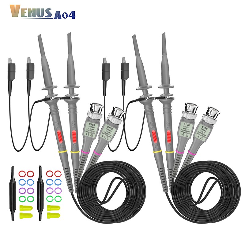 Universal 10X 1X 100MHz Oscilloscope Probes Clip P6100 10:1 with Accessory Kit