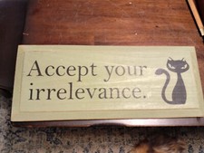 Except Your Irrelevance With A Black Cat Wooden Cat Lovers Sign 18x7"