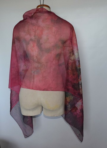 Envoltura de bufanda floral púrpura sin peso Italia 24,5" x70" - Imagen 4 de 4