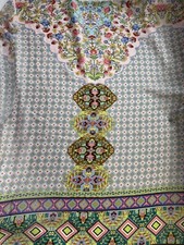 Johnny Was Boho Floral Geometric Print - 100 Silk Satin Crepe Fabric