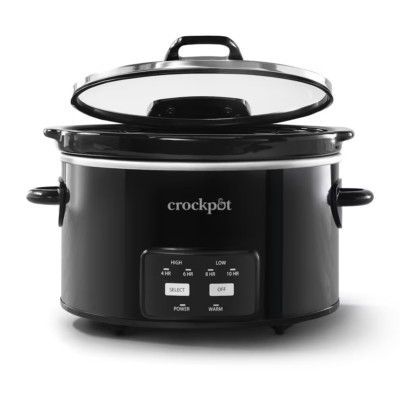 Crock-Pot One Touch Control 4.5-Quart Lift & Serve Hinged Lid Slow Cooker Black