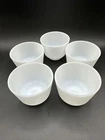 Vintage  WHITE MILK GLASS Federal USA Custard Dessert Cups Set Of 5