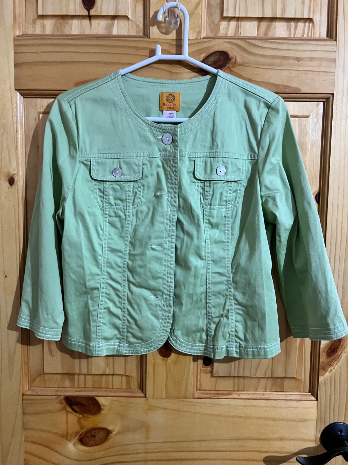 Ruby Road Jacket Blazer Solid Lime Green 3/4 Slee… - image 1