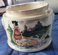 POT AVEC COUVERCLE FAIENCE SARREGUEMINE SAVERNE SCENE EN ALSACE