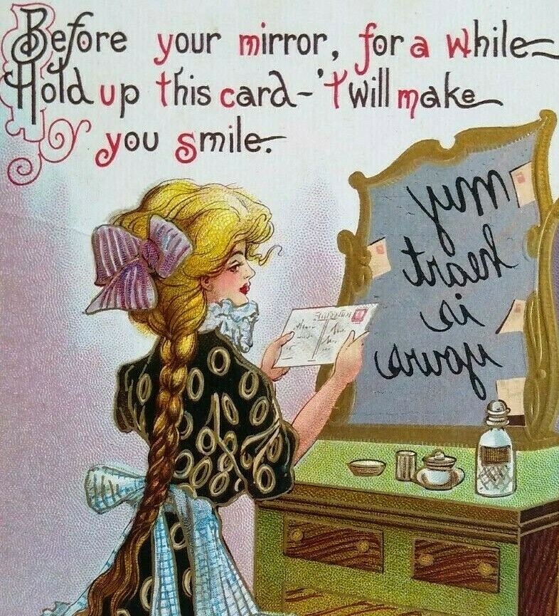 Victorian Lady Postcard Signed Dwig My Heart Is Yours Magic Mirror Series 30