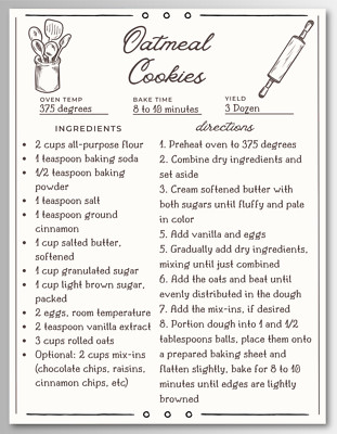 Cookie Recipe Magnet Cards