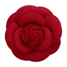 Vintage Camellia Flower Brooches Fabric Pins Corsage for Women Red