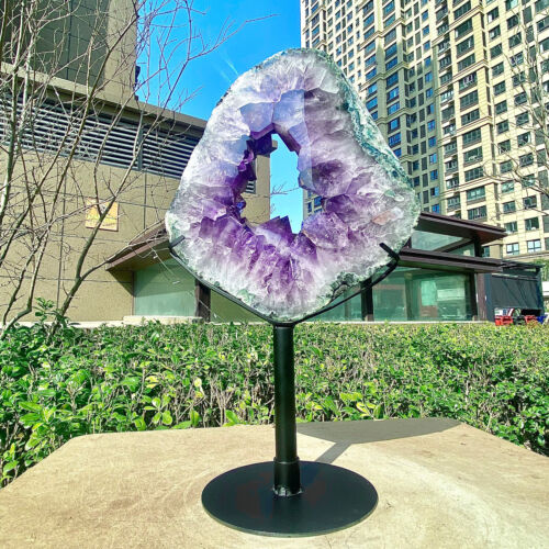 9.88LB Natural Amethyst Cave Crystal Slice Crescent shaped Hand Cut Repai - 第 5/16 張圖片