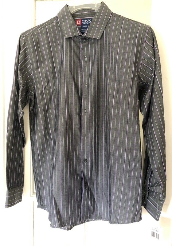 Ralph Lauren Chaps Youth Boys Long Sleeve Dress Shirt Charcoal/Gray L 14-16 NWT