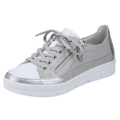 LADIES REMONTE D5826-90 SILVER LACE UP CASUAL SHOES