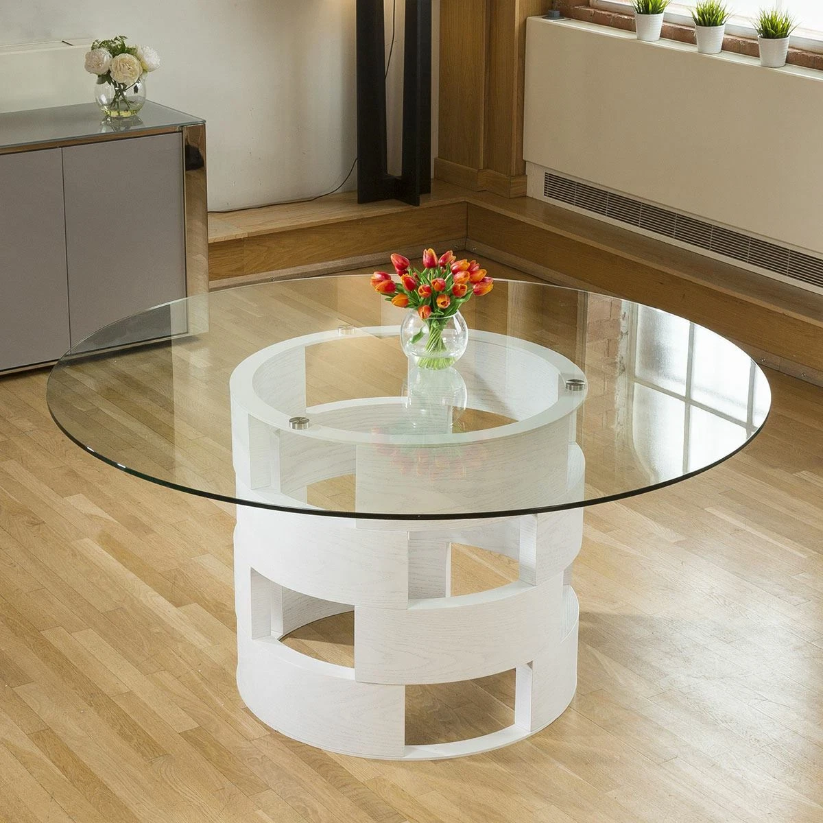 Large round on sale white coffee table