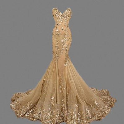 gold sequin tulle dress GLS GL3810 Long Quinceanera Corset Ball Gown Sequin Dress