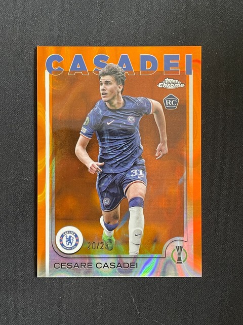 Cesare Casadei 2024-25 Topps Chrome UEFA Orange Lava Refractor 20/25 RC #136
