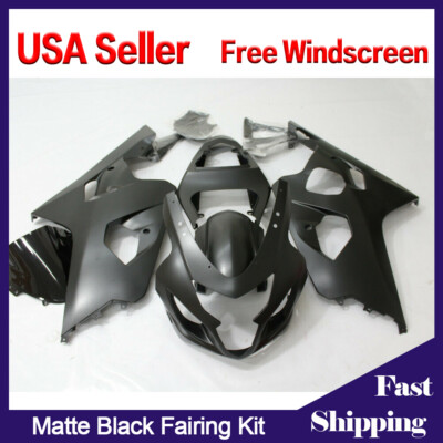 Matte Black Fairing Kit for Suzuki GSXR600 GSXR750 2004 2005 Painted ABS Body K4