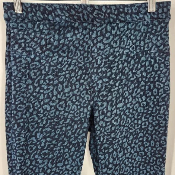 Spanx Mediano 6-8 Azul Estampado Leopardo Jean-ish Tobillo Leggings Talla Alta Modelado Foto 3 de 4