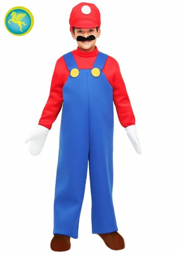 Costume di Carnevale Bambino Super Mario Colore Azzurro Pegasus con Baffi |  eBay