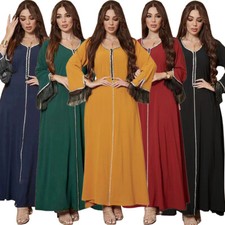 Abaya Kaftan Muslim Women Maxi Dress Dubai Turkey Evening Party Gown Ramadan Eid