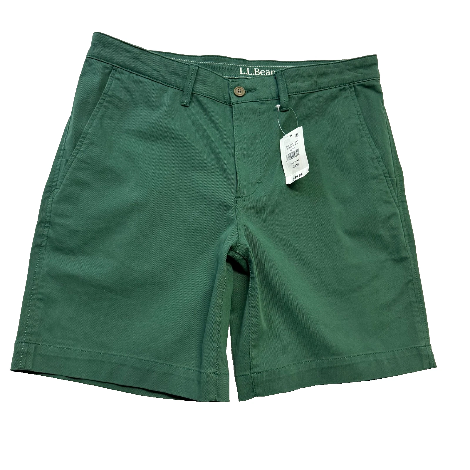 LL BEAN Men's Sz 35" x 8" Shorts Comfort Stitch Chino Deep Green Hike Fish NWT