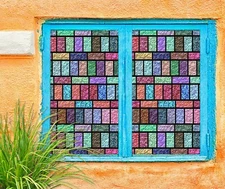 3D Color Square A454 Window Film Print Sticker Cling Stained Glass UV Zoe
