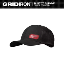 Milwaukee Trucker Hat Work Gear Gridiron Ripstop Polyester Adjustable Fit Black