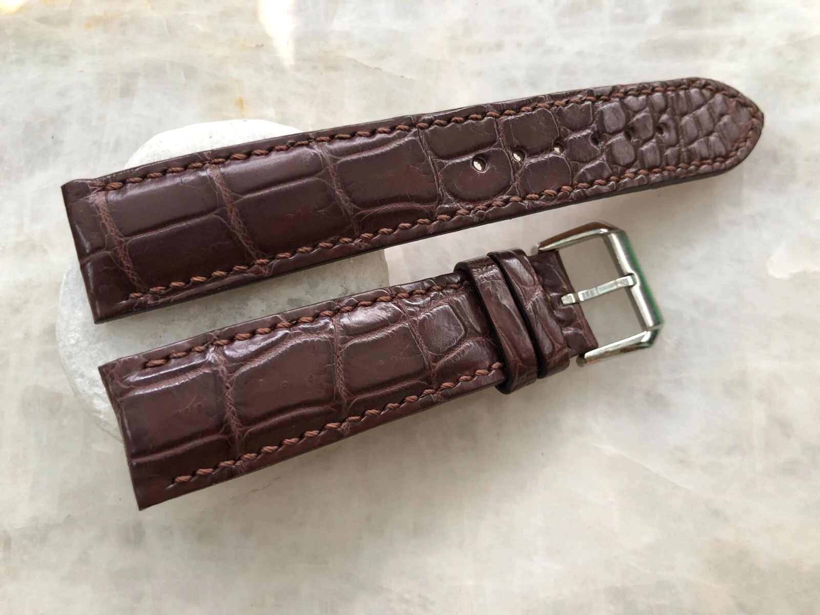 20mm/18mm Brown Alligator Crocodile Embossed Leather Watch Strap Band