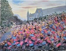 Daorong Oil Painting Beautiful Flowers In The Sunset ,11x14