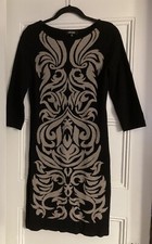 Nine West Women’s Viscose Nylon Black And Tan 3/4 Sleeve Sweater Dress Small