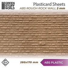 ABS Embossed Plasticard - ROUGH ROCK WALL - Dressed Stones Bricks Plastic