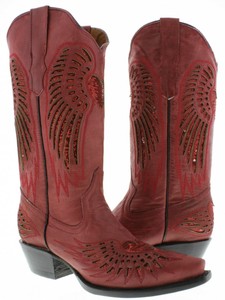 red sequin cowboy boots