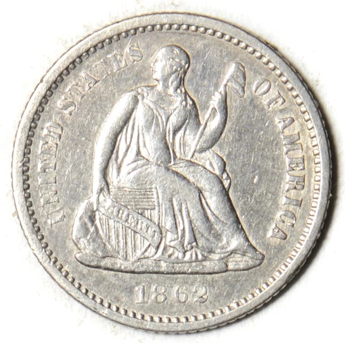 1862 Seated Liberty Half Dime - AU Details - Cleaned