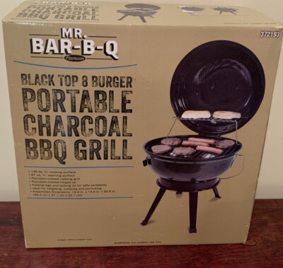 mr bar-b-q 8 burger portable charcoal bbq grill Tailgate Camping Barbecue 372193