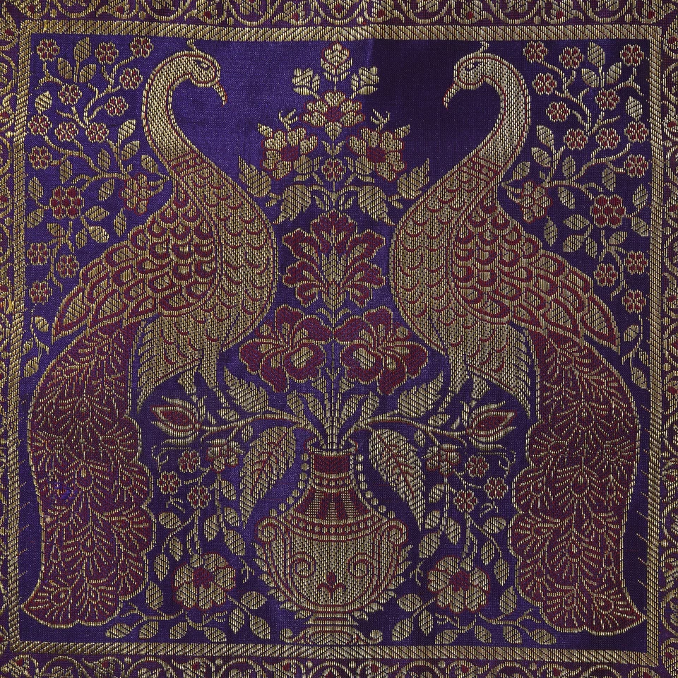 Funda de almohada de seda brocado pavo real Navidad india funda de cojín decorativa tiro 12 pulgadas Foto 4 de 4