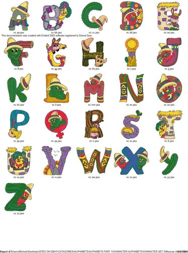 10 DIFFERENT CHARACTER ALPHABET SETS EMBROIDERY MACHINE DESIGNS PES USB - Picture 3 of 11