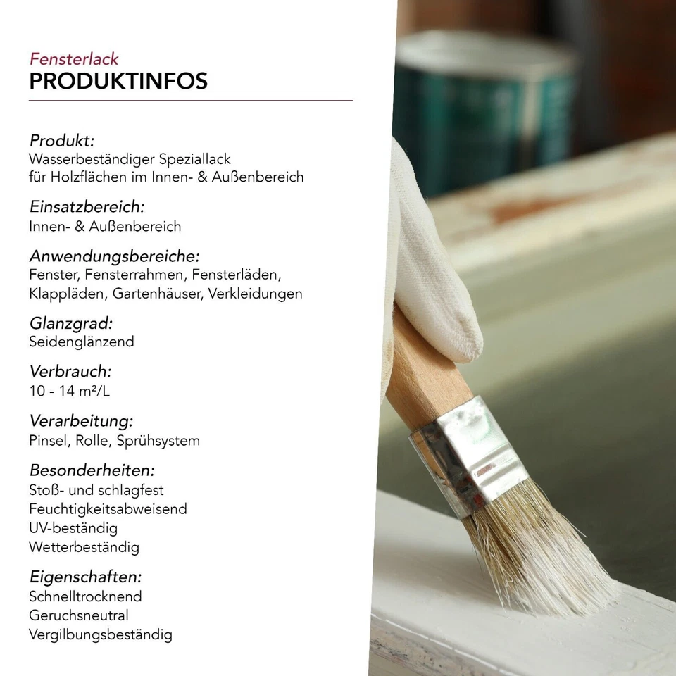 Fensterlack Farbe für Holz Fensterfarbe Holzfenster Fensterbank Innen Außen Weiß - Bild 3 von 4