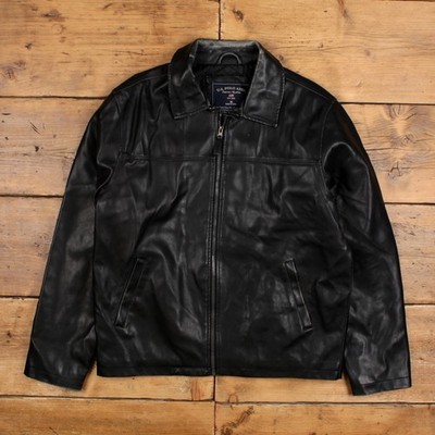 U.S. Polo ASSN Kunstlederjacke M Herren schwarz gefüttert Freizeit smart
