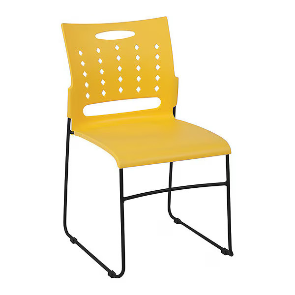 Flash Furniture Stack Chair,Yellow Plastic,Sled Base RUT-2-YL-GG Flash Furniture