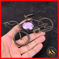 Phosphosiderite Stone Copper Anniversary Wire Wrapped Cycle Wife Boho Pendant