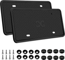 XCLPF Silicone Black License Plate Frame Covers 2 Pack- Front and Back 