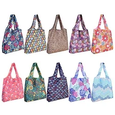 10 Pack Reusable Grocery Shopping Bags,  Foldable Shopping Bags Grocery Tote 