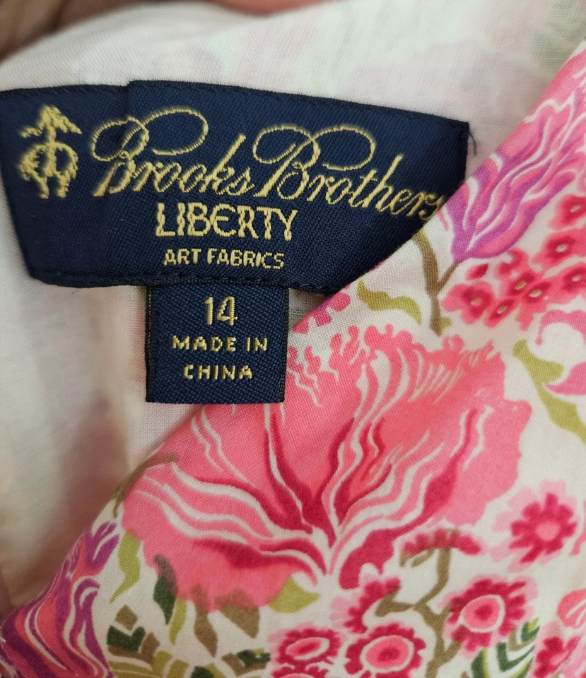 Brooks Brothers  Liberty Art Fabrics Pink Rose Floral Print Pleated Dress Sz 14 - Image 3 of 4