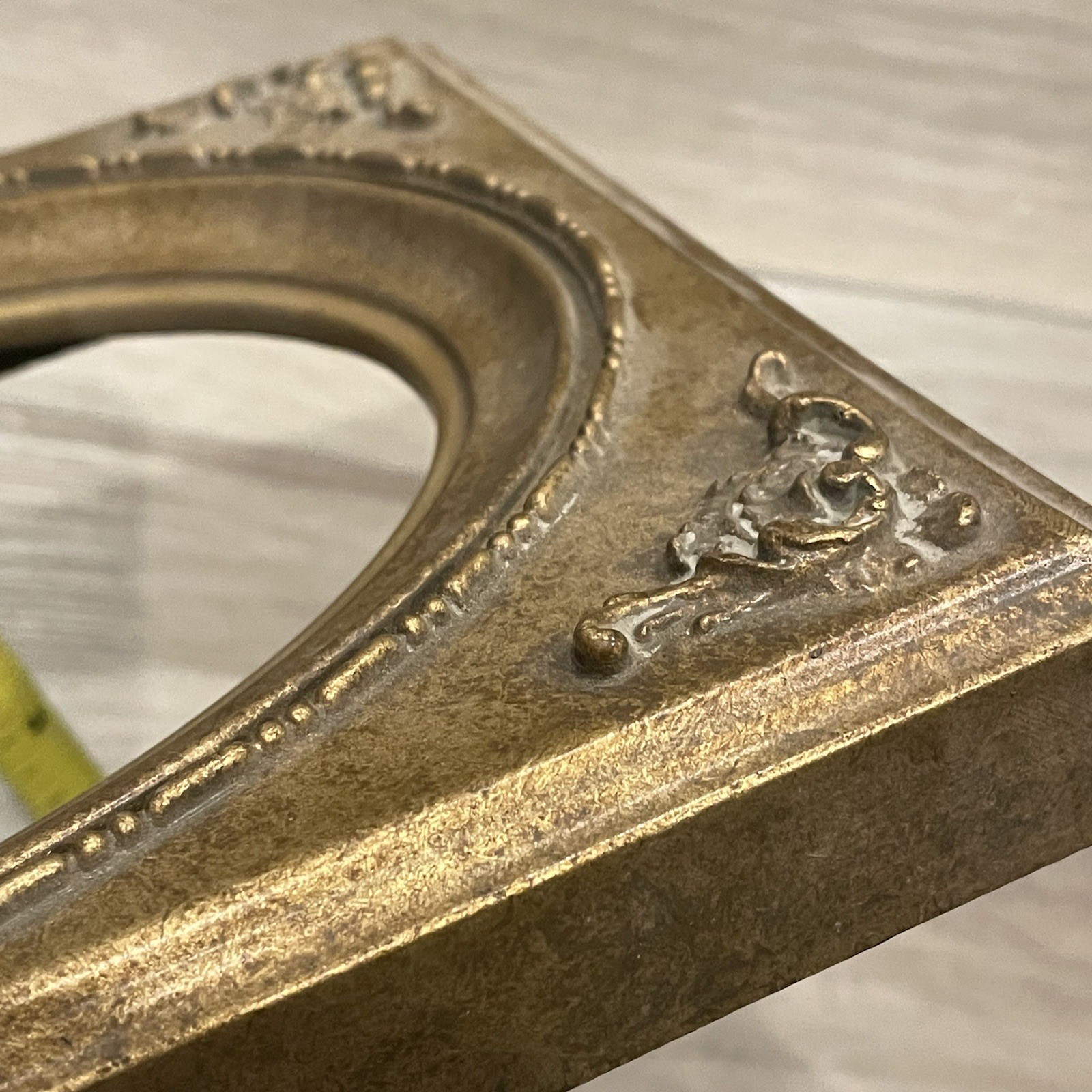 Vtg 5x7” Wood Ornate Carved Rectangle Oval Gold Gilded Frame 9.5x7.5” No Glass