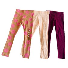 Girls Leggings Size 5 Bundle X3 Pieces Pants Pink Brown Red